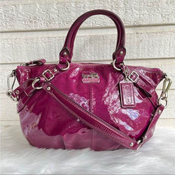 Coach Handbags - COACH Ashley Sophia Madison Satchel Tote Handbag Berry Patent Leather